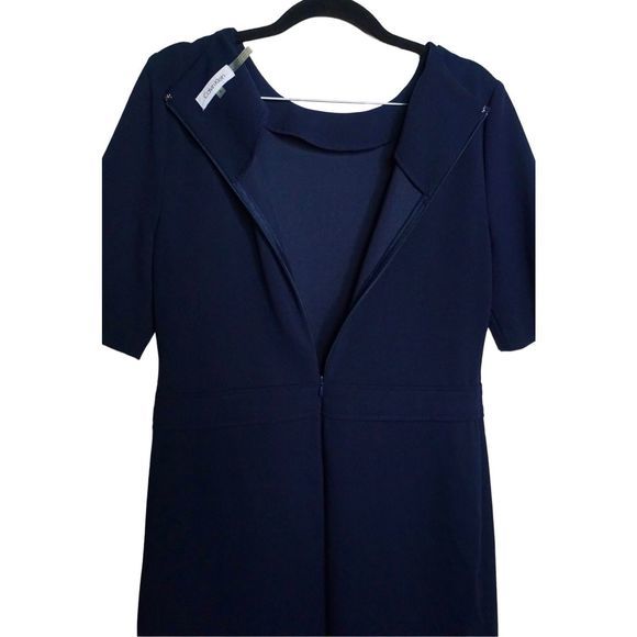 Calvin Klein Women's Sheath Navy Dress Sz 6 Button Short Sleeve Pockets - Picture 4 of 7